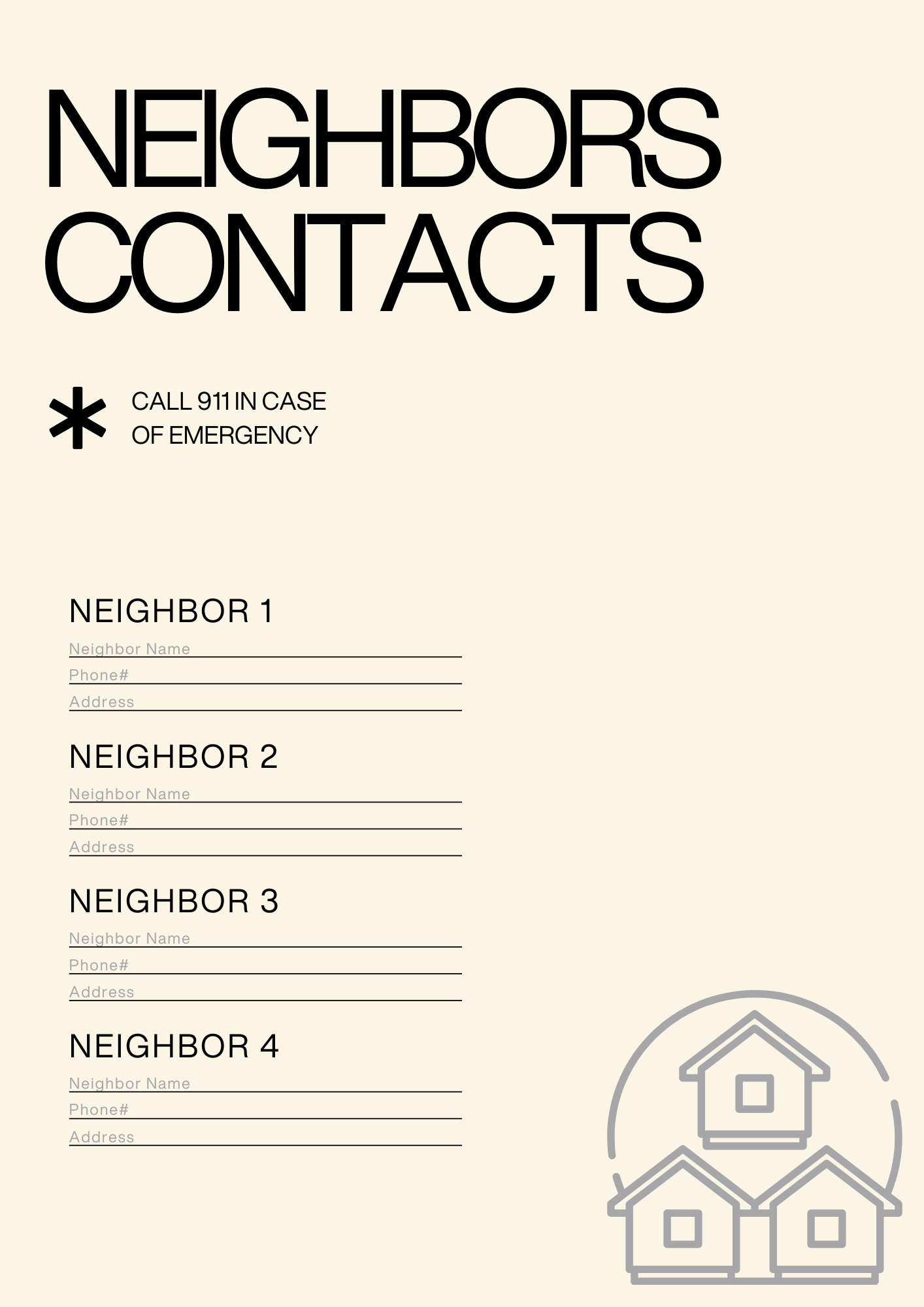 Preparedness - Neighbors Contacts